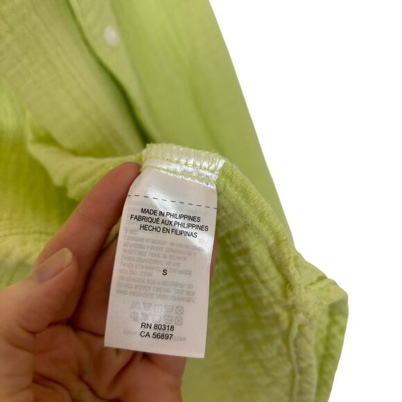 Lucky Brand Bright Green Button Down Long Sleeve Shirt Split Back Women's Small - Picture 5 of 6